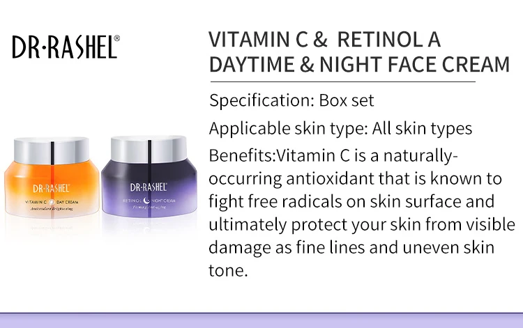 DR RASHEL Moisturizing Brightening Repair Women Retinol Vitamin C Day And Night Face Cream Set